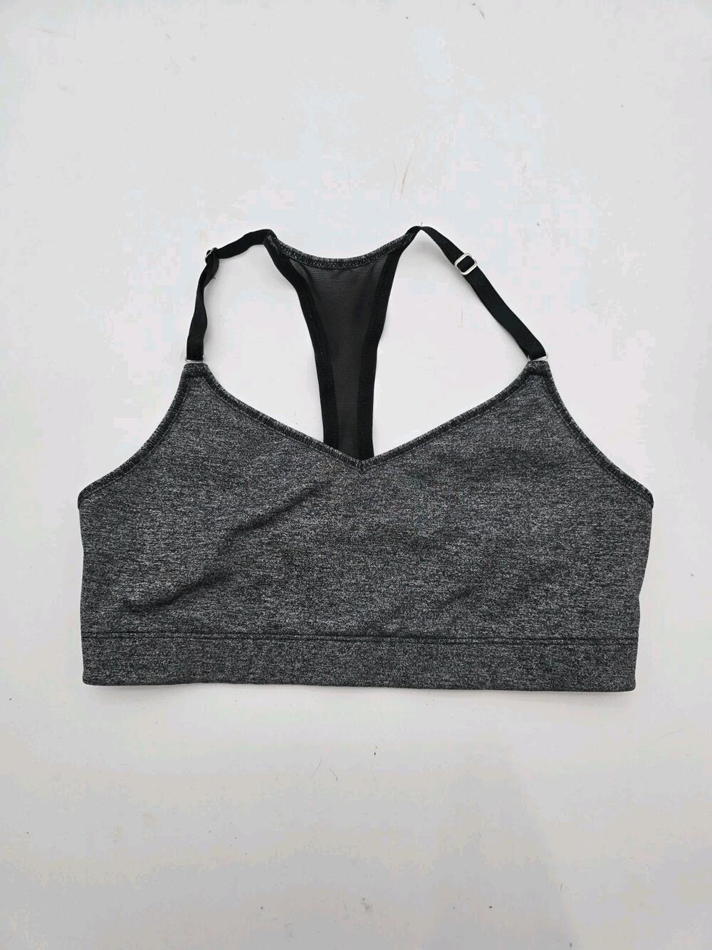 Victorias Secret Sports Bra Womens Medium Gray Black Racerback Mesh